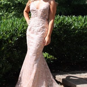 Jovani- 62517 Embellished Embroidered V Neck Dress